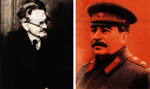 Trotsky (à esquerda) e Stalin